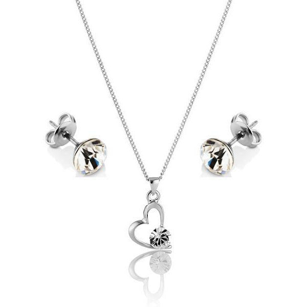 BRITISH JEWELLERS Princess Heart Set with Tiffany-Style Bracelet