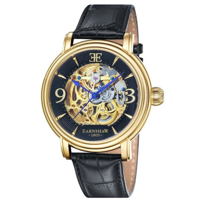 THOMAS EARNSHAW LONGCASE GRANDE SKELETON AUTOMATIC Laurel Gold