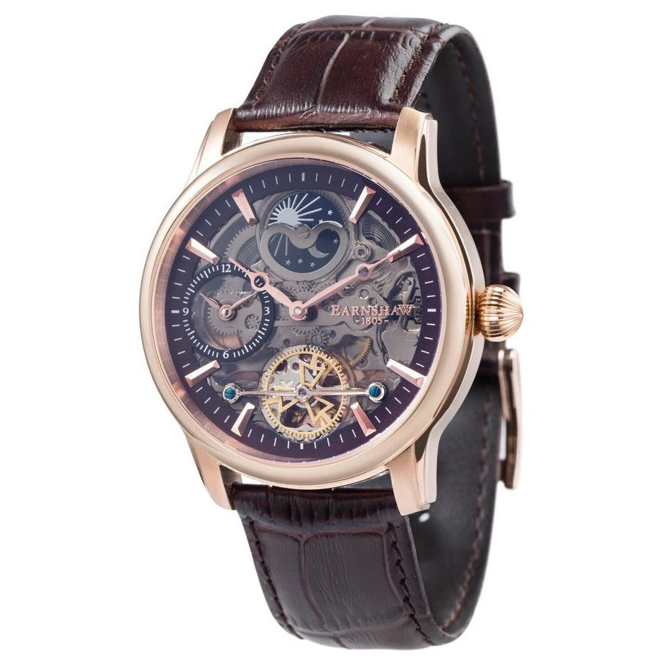 THOMAS EARNSHAW LONGITUDE DUAL TIME AUTOMATIC Cherry Brown