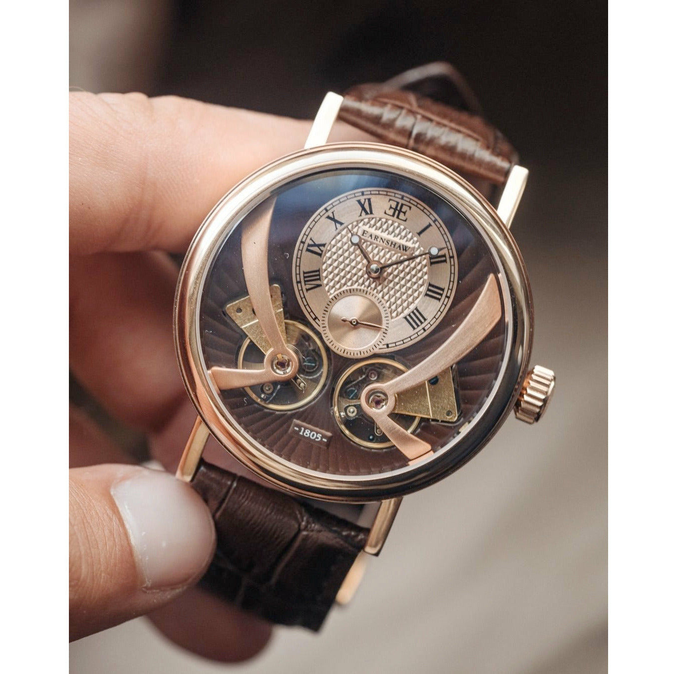 THOMAS EARNSHAW BEAUFORT ANATOLIA DOUBLE BARREL AUTOMATIC MAHOGANY BROWN