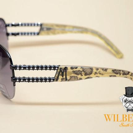 GUESS by MARCIANO Women's Leopard Aviator Diamante Sunglasses