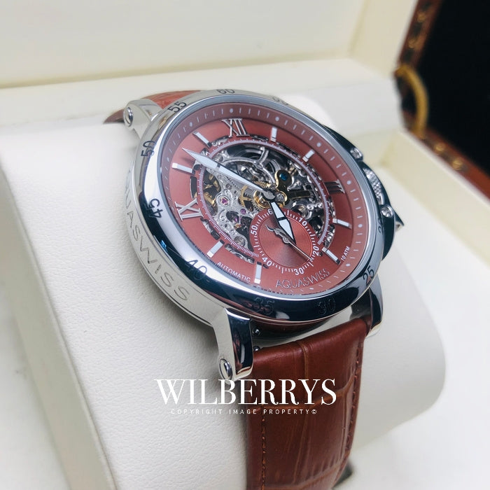 Men's Lex Automatic Leather Watch Chocolate Brown