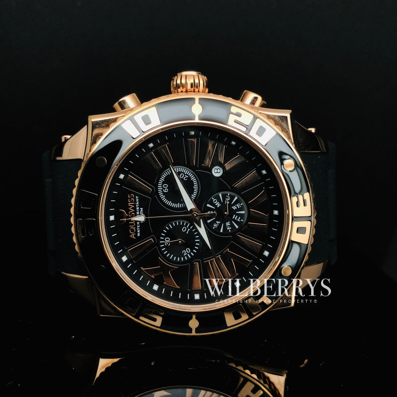 Men's Swissport XG 50mm Watch 18k Rose Gold Plated Chronograph Watch