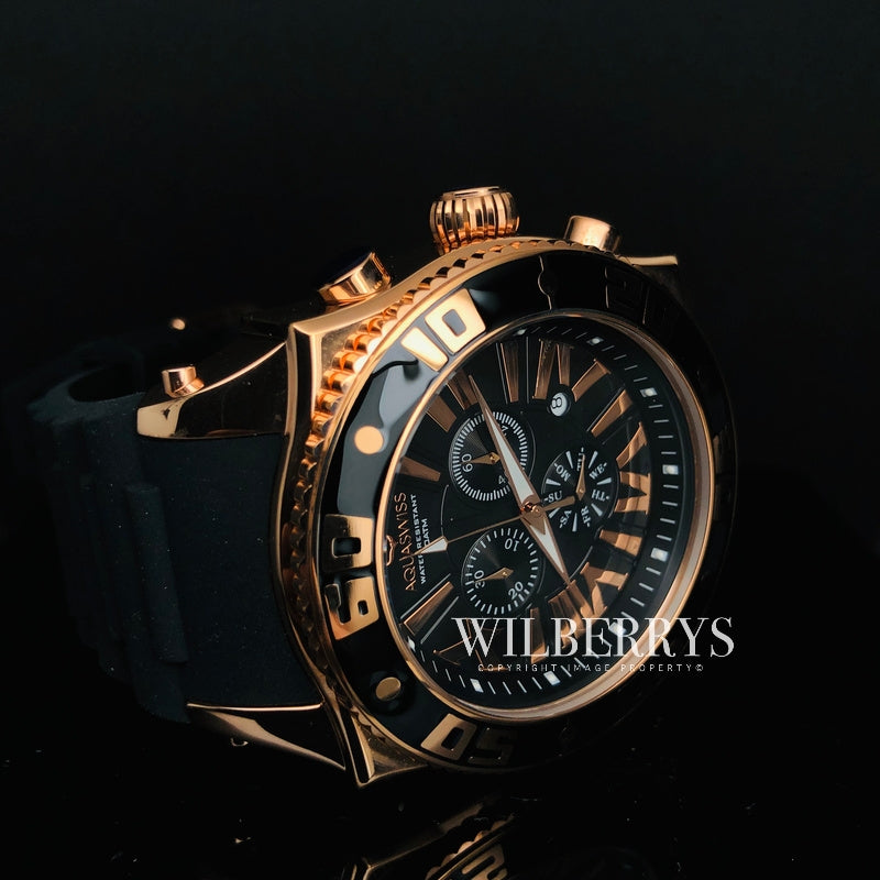 Men's Swissport XG 50mm Watch 18k Rose Gold Plated Chronograph Watch