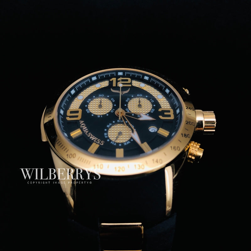 Men's TRAX 6H Goldeneye Black 18k Gold Plated Chronograph Watch