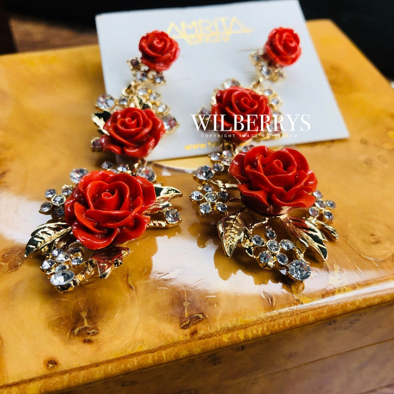 AMRITA NEW YORK Lyon Floral Earring Coral