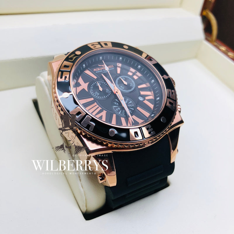 Men's Swissport XG 50mm Watch 18k Rose Gold Plated Chronograph Watch