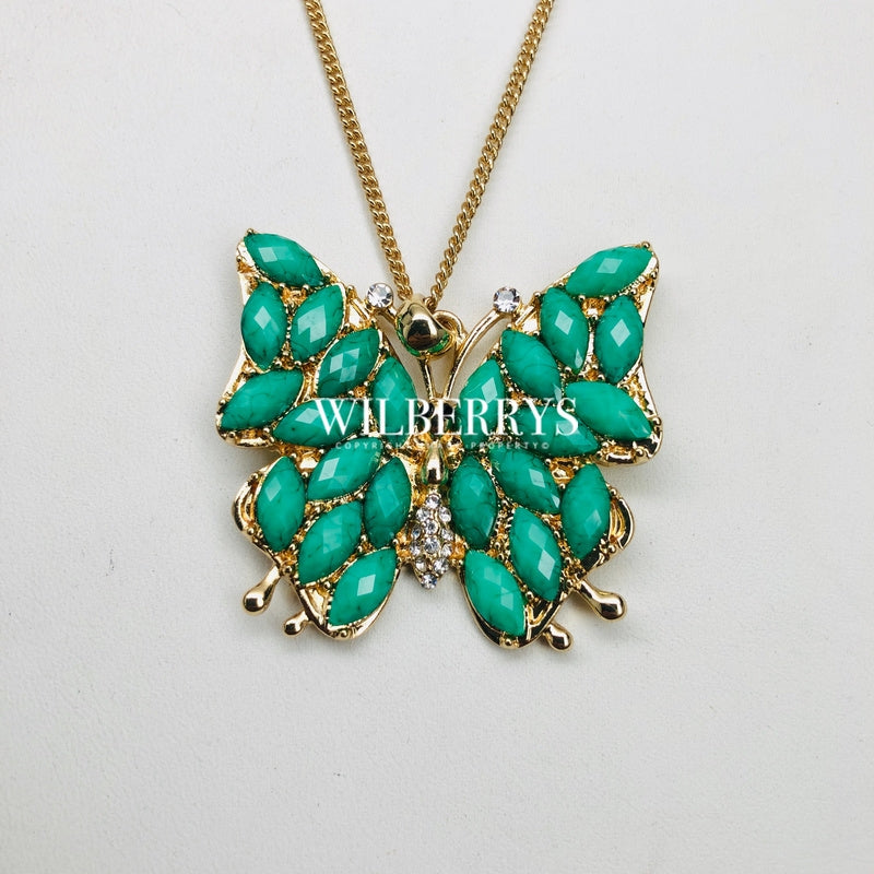 AMRITA NEW YORK Hamptons Butterfly Necklace Turquoise