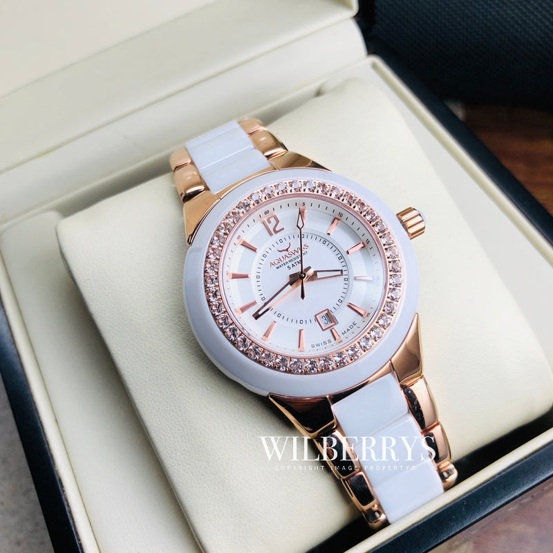 Women's Sea Star 2.25ct Topaz Watch Snow Rose Gold