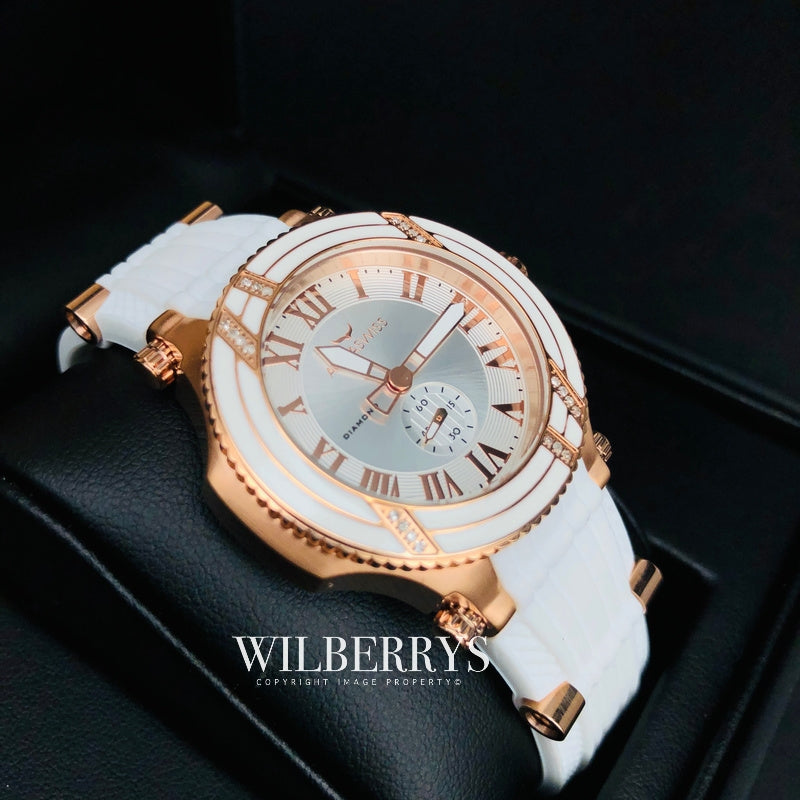 Women's Bolt L Diamond 18k Plated Snow/Rose Gold Watch