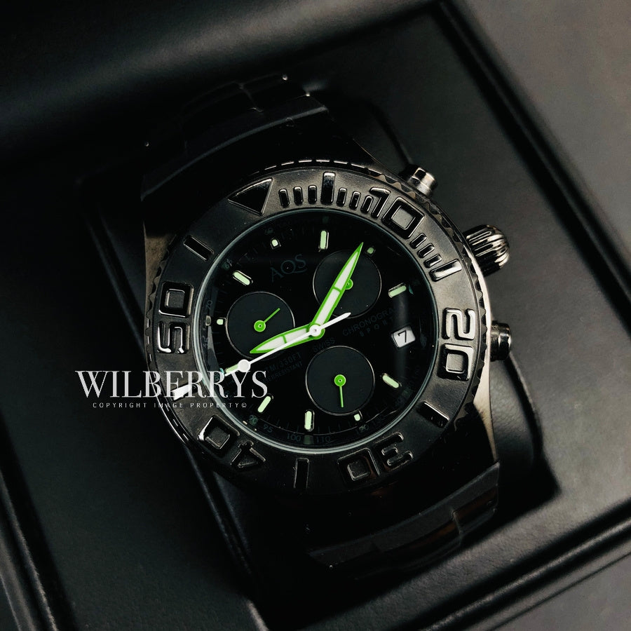 Women's SPORT 3H Ionized Black/Green Dark Watch