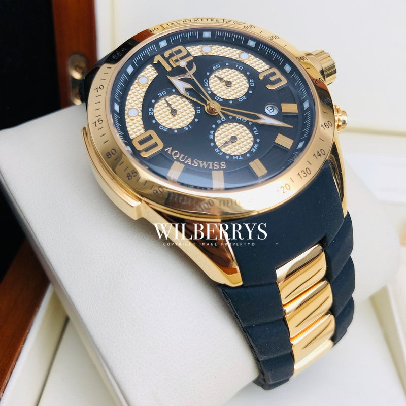 Men's TRAX 6H Goldeneye Black 18k Gold Plated Chronograph Watch