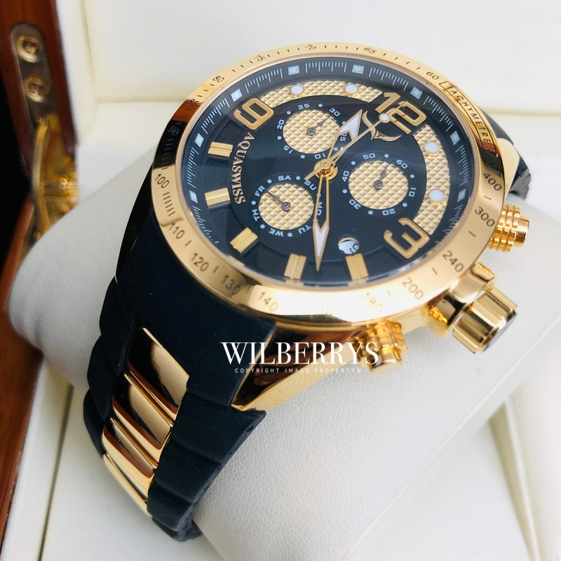 Men's TRAX 6H Goldeneye Black 18k Gold Plated Chronograph Watch