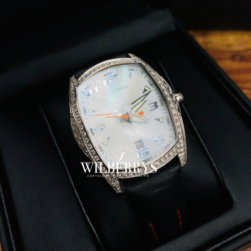 Women's Baby Ice 66 Diamond Prism White Dial Crystal Swiss Watch