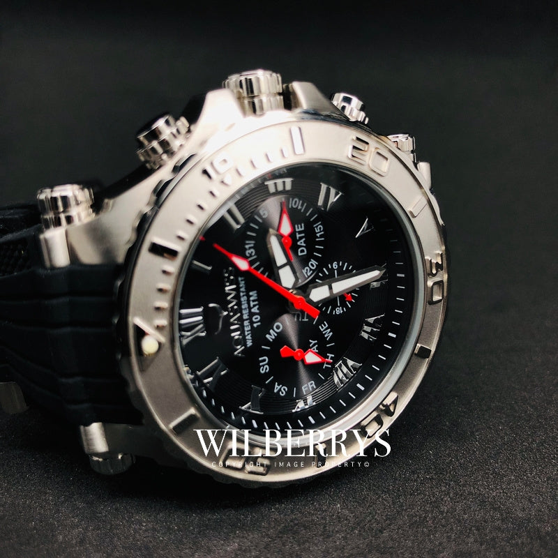 Men's Bolt 5H Black/Silver Chronograph Watch