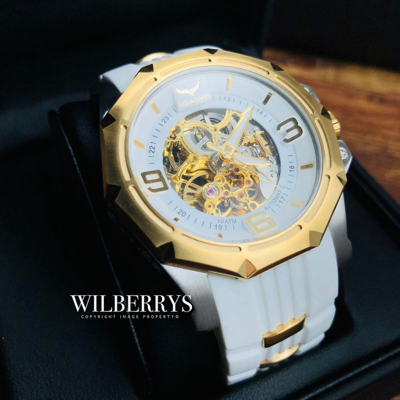 Men's Vessel Automatic Snow/Gold Watch