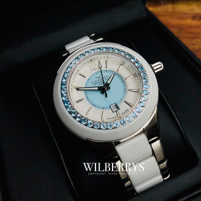 Women's Sea Star 2.25ct Topaz Swiss Snow Baby Blue Watch