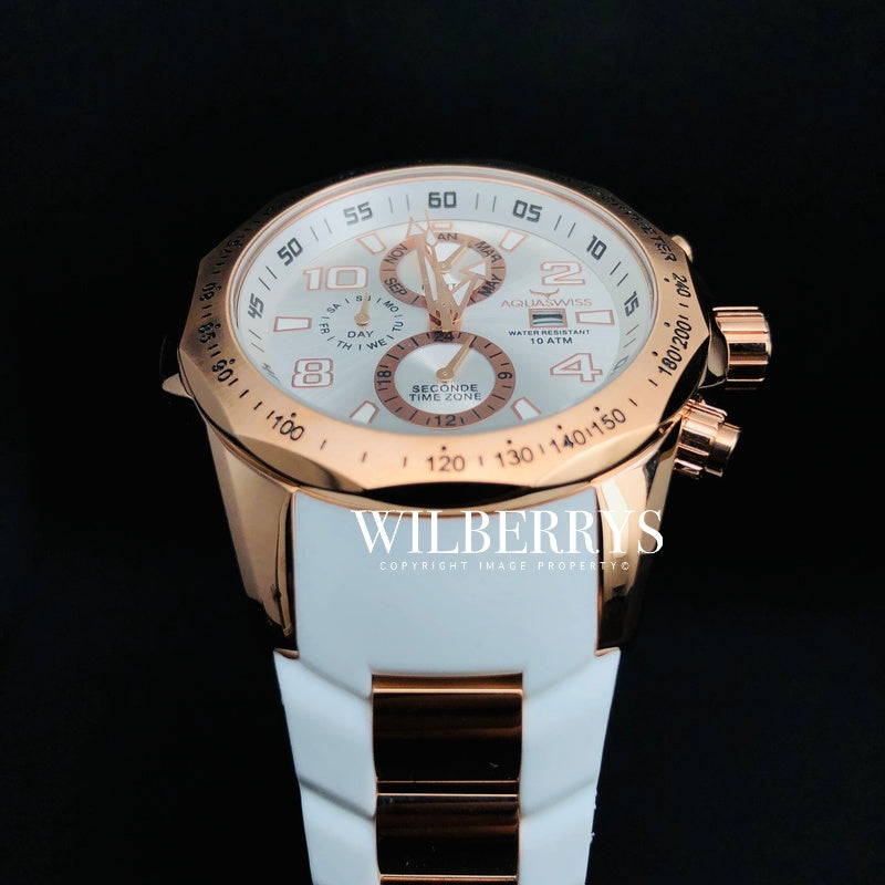 Men's Trax II Snow Rose Gold Plated Chronograph Watch