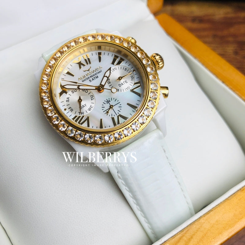 Women's Chloe 2.25ct Topaz Watch Snow/Gold