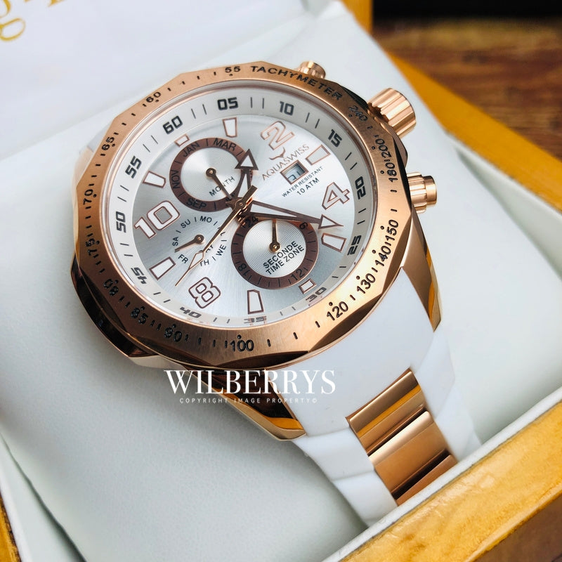 Men's Trax II Snow Rose Gold Plated Chronograph Watch