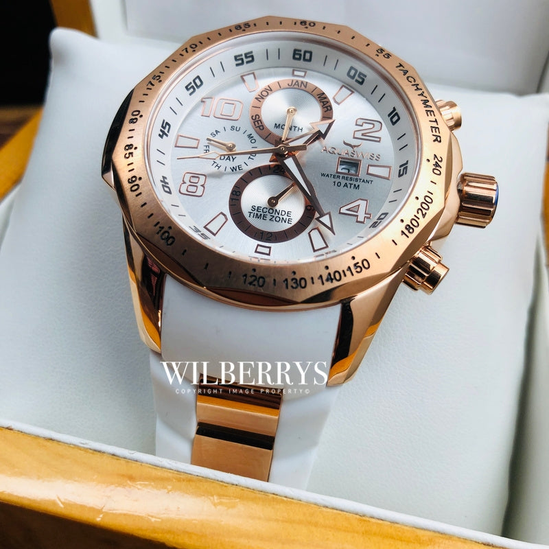 Men's Trax II Snow Rose Gold Plated Chronograph Watch