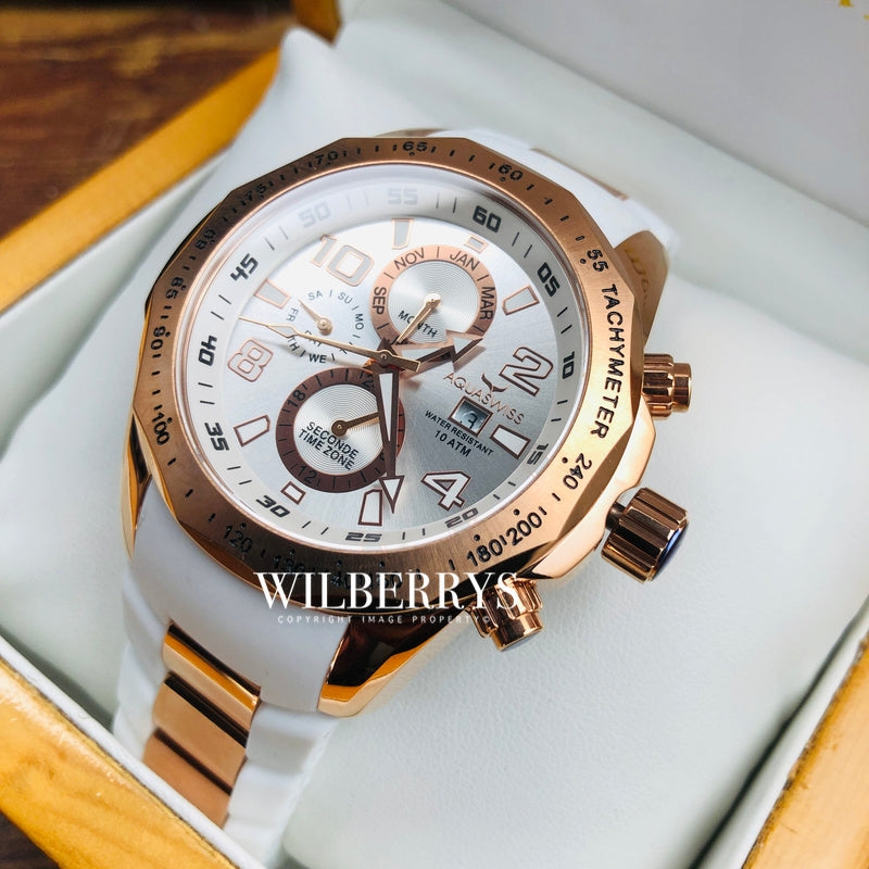 Men's Trax II Snow Rose Gold Plated Chronograph Watch