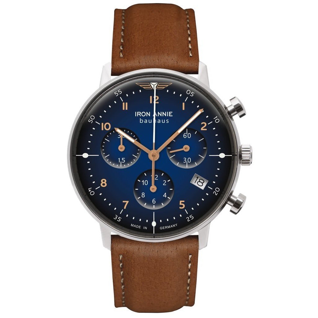 IRON ANNIE Women's Bauhaus Chronograph Blue/Brown Watch