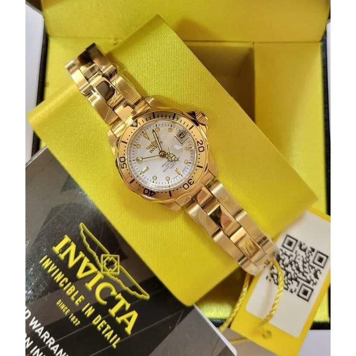 INVICTA Women's Pro Diver Petite 24mm Gold/White Watch