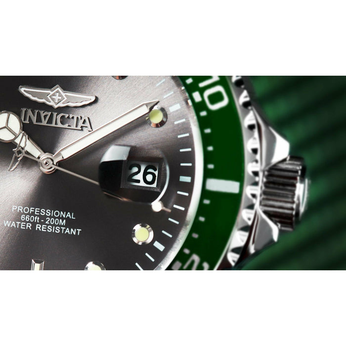INVICTA Men's Pro Diver 43mm Silver/Charcoal/Green Bezel Watch