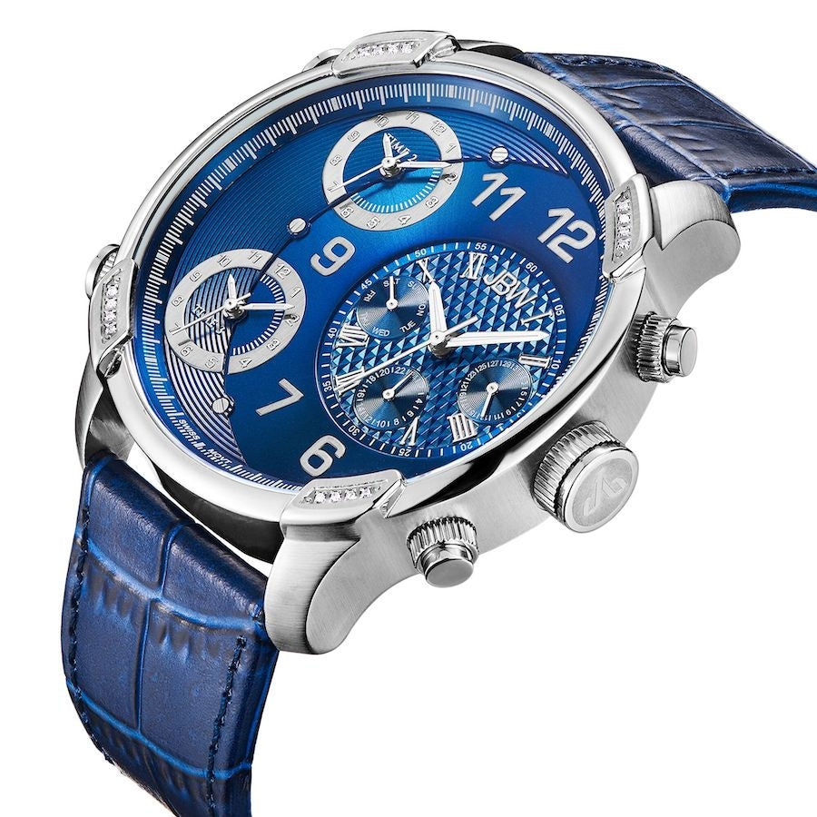 JBW G4 Gulfstream 16 Diamonds Blue Leather Watch