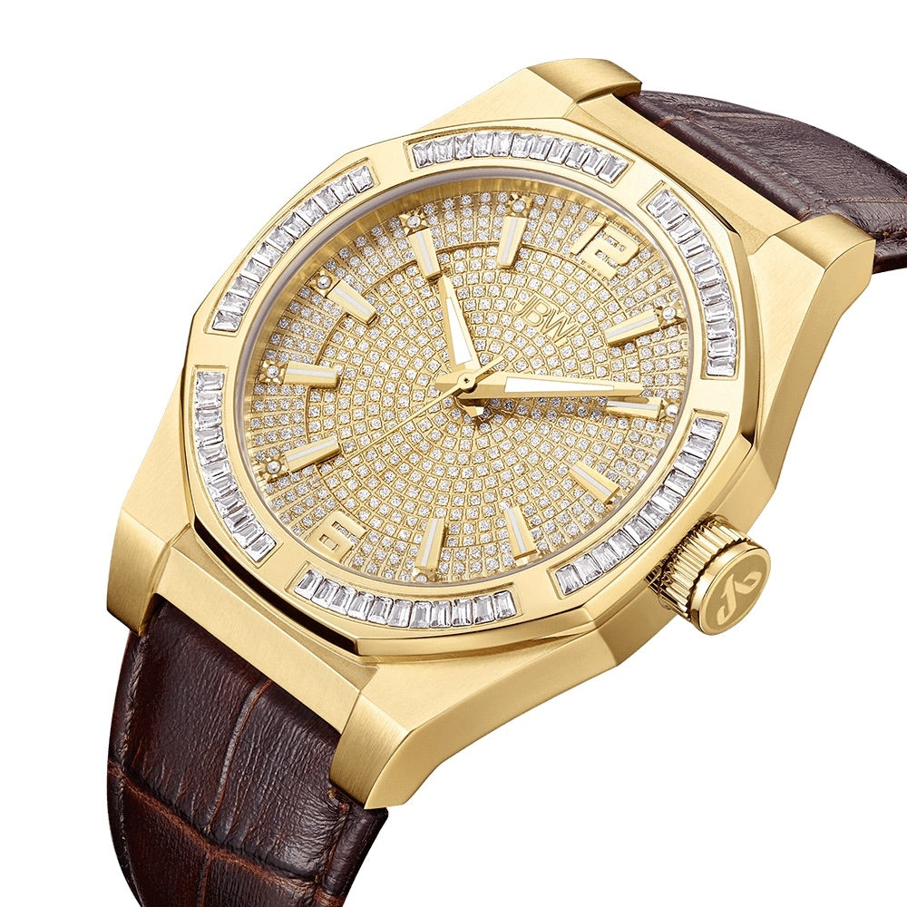 JBW Men's Apollo 0.10 ctw Diamond Rose Gold/Brown Watch Watch