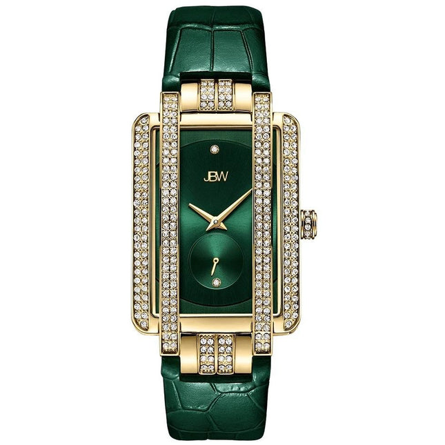 JBW Women's Mink .12 ctw Diamond 18K Gold-Plated Emerald Watch