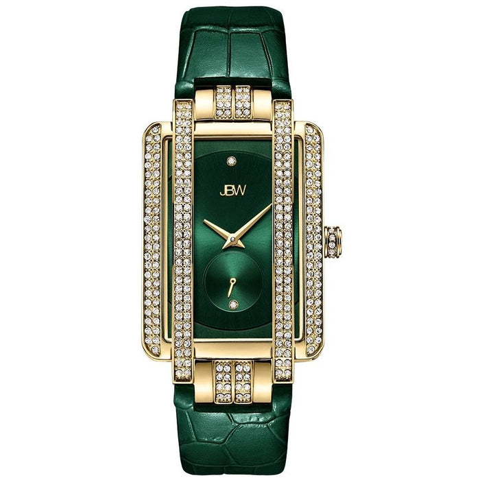 JBW Women's Mink .12 ctw Diamond 18K Gold-Plated Emerald Watch