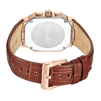 JBW Orion 12 Diamonds Rose Gold/Tan Watch