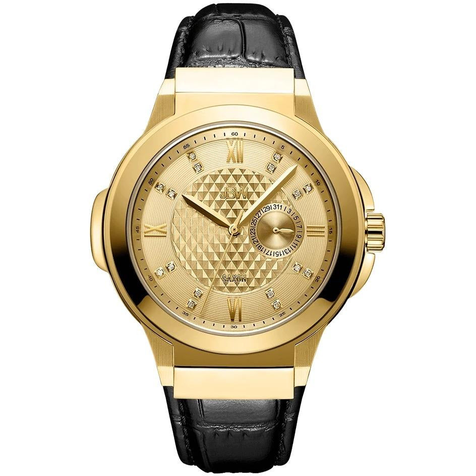 JBW Saxon 48 Goldtone 16 Diamonds Watch