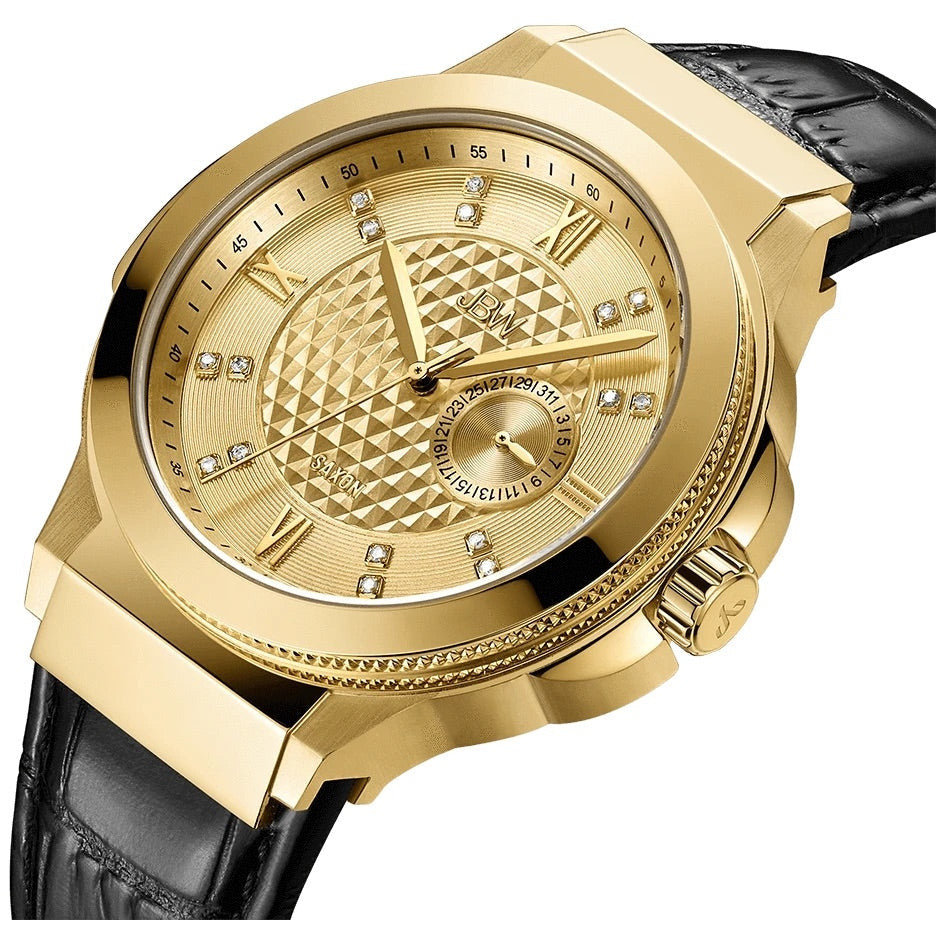 JBW Saxon 48 Goldtone 16 Diamonds Watch