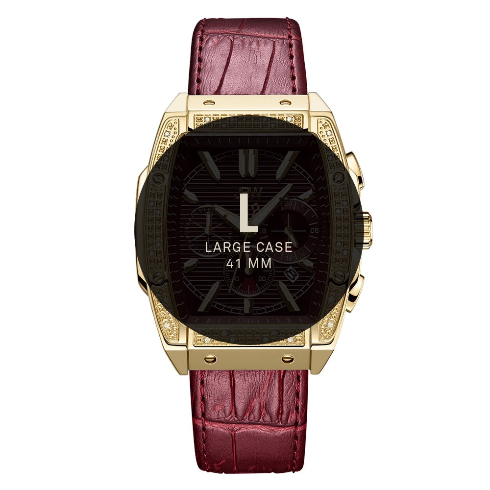 JBW Echelon 18k Gold Plated Merlot Watch