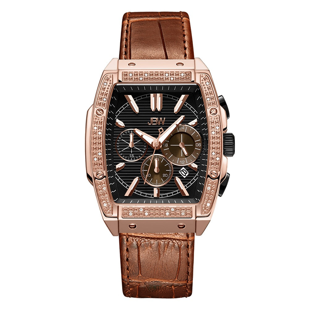 JBW Echelon 18k Rose Gold Plated Brown Watch