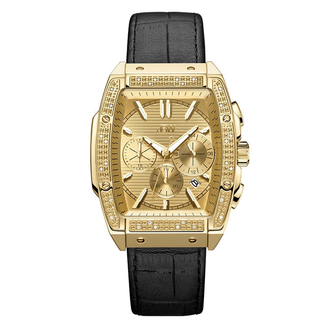 JBW Echelon 18k Gold Plated Black Watch
