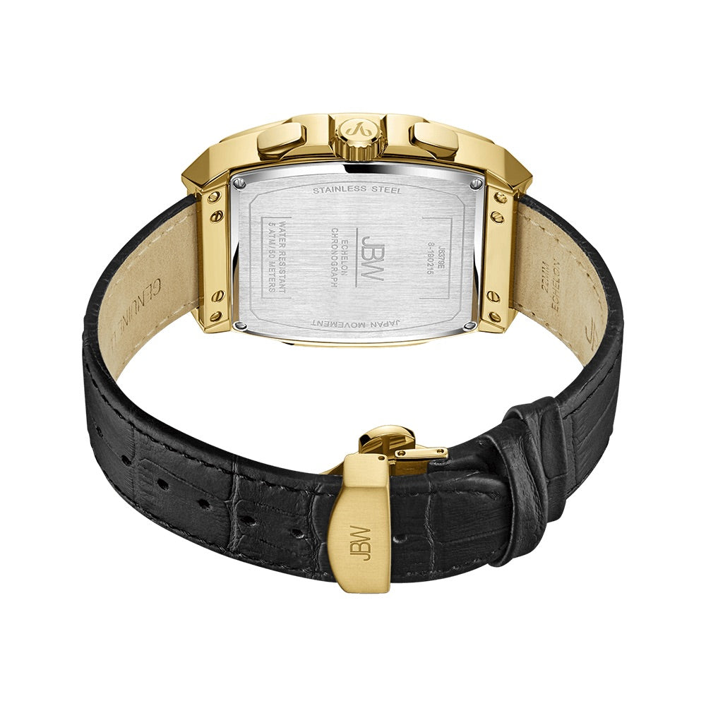 JBW Echelon 18k Gold Plated Black Watch