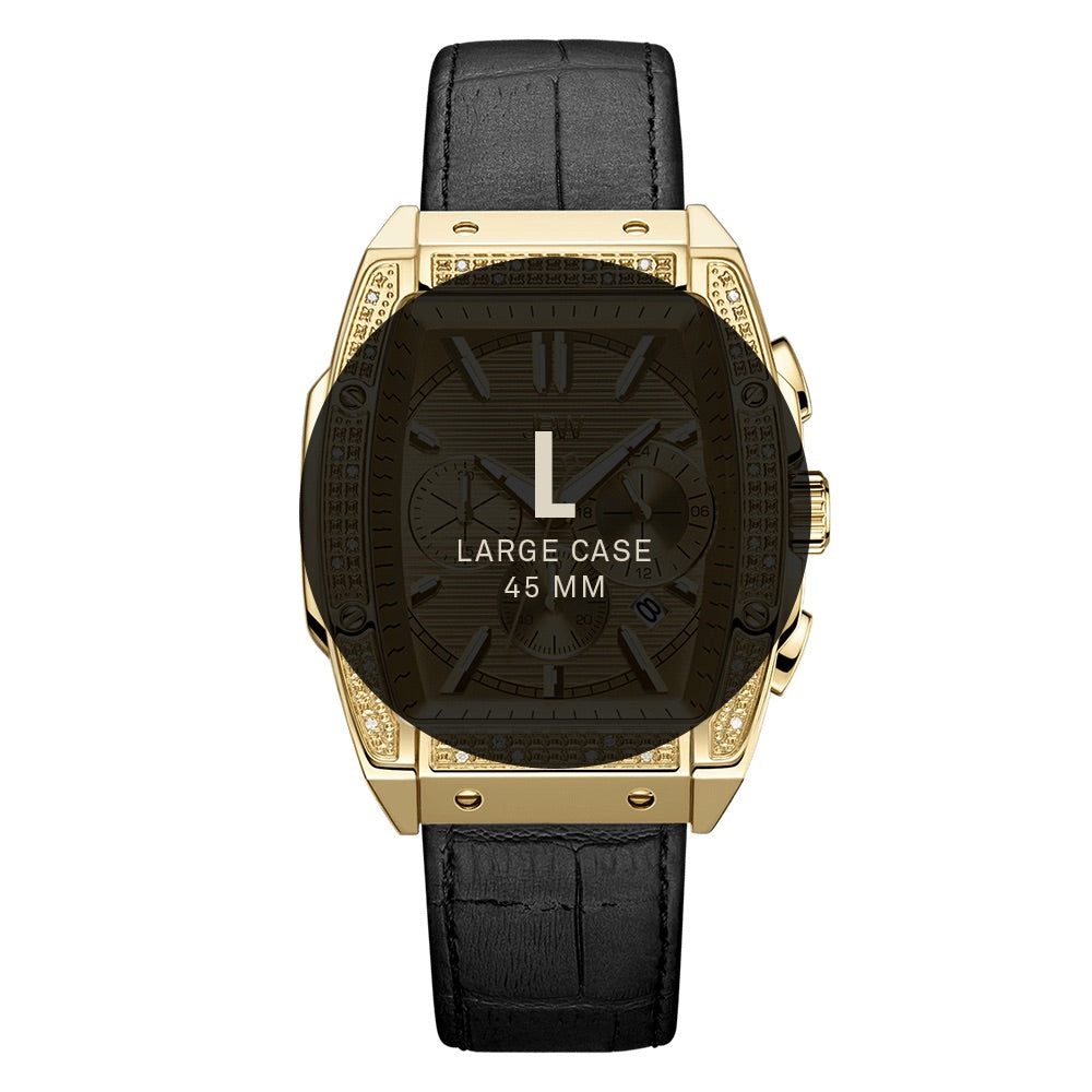 JBW Echelon 18k Gold Plated Black Watch