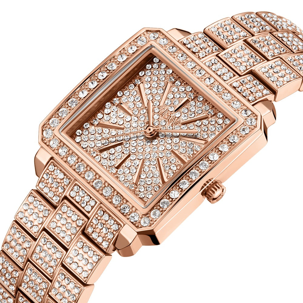 JBW Cristal Square 28 Diamonds Rose Gold Watch