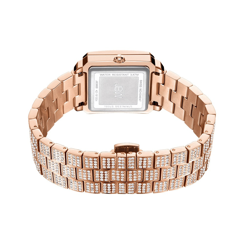 JBW Cristal Square 28 Diamonds Rose Gold Watch