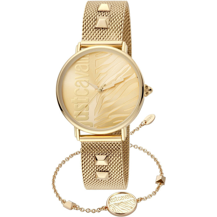 JUST CAVALLI Animalistic Milanese Gold + Free Bracelet Watch
