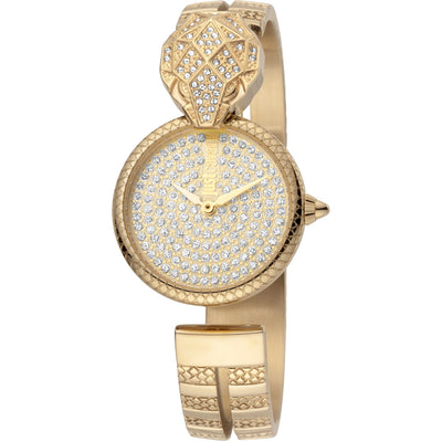 JUST CAVALLI Glam Cuff Snake Zirconia Gold Watch