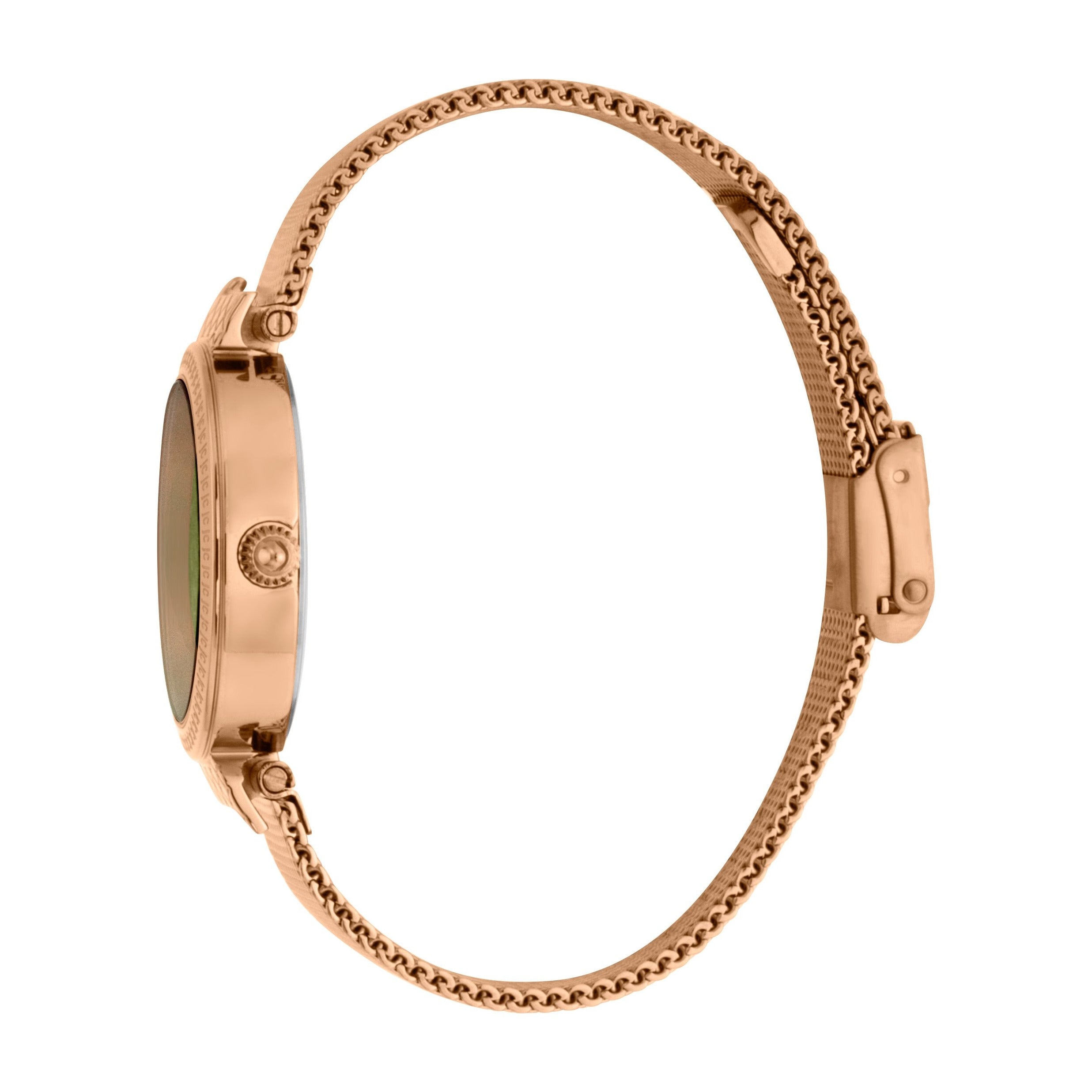 JUST CAVALLI Animalistic Baron Milanese Rose Gold/Green Leopard Watch