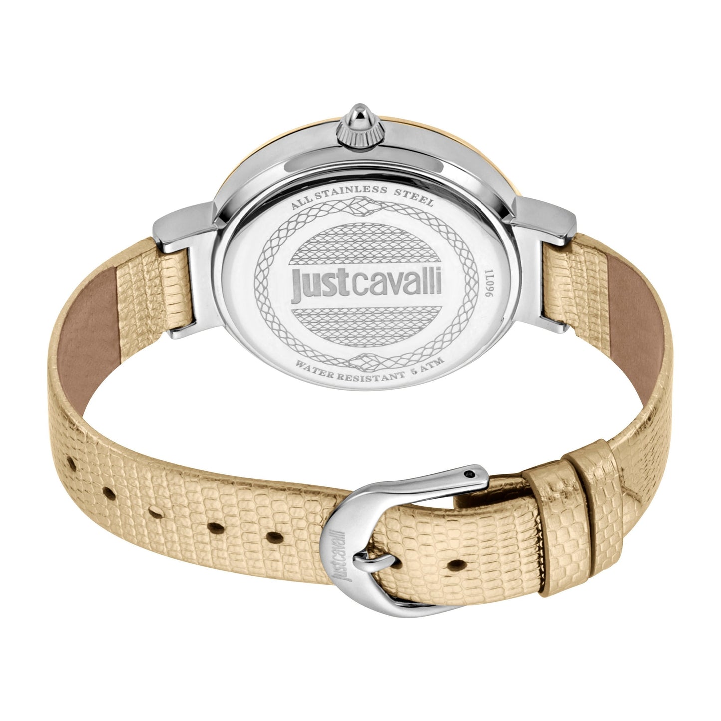 JUST CAVALLI Bold 40mm Leather Gold/Golden Zirconia Watch