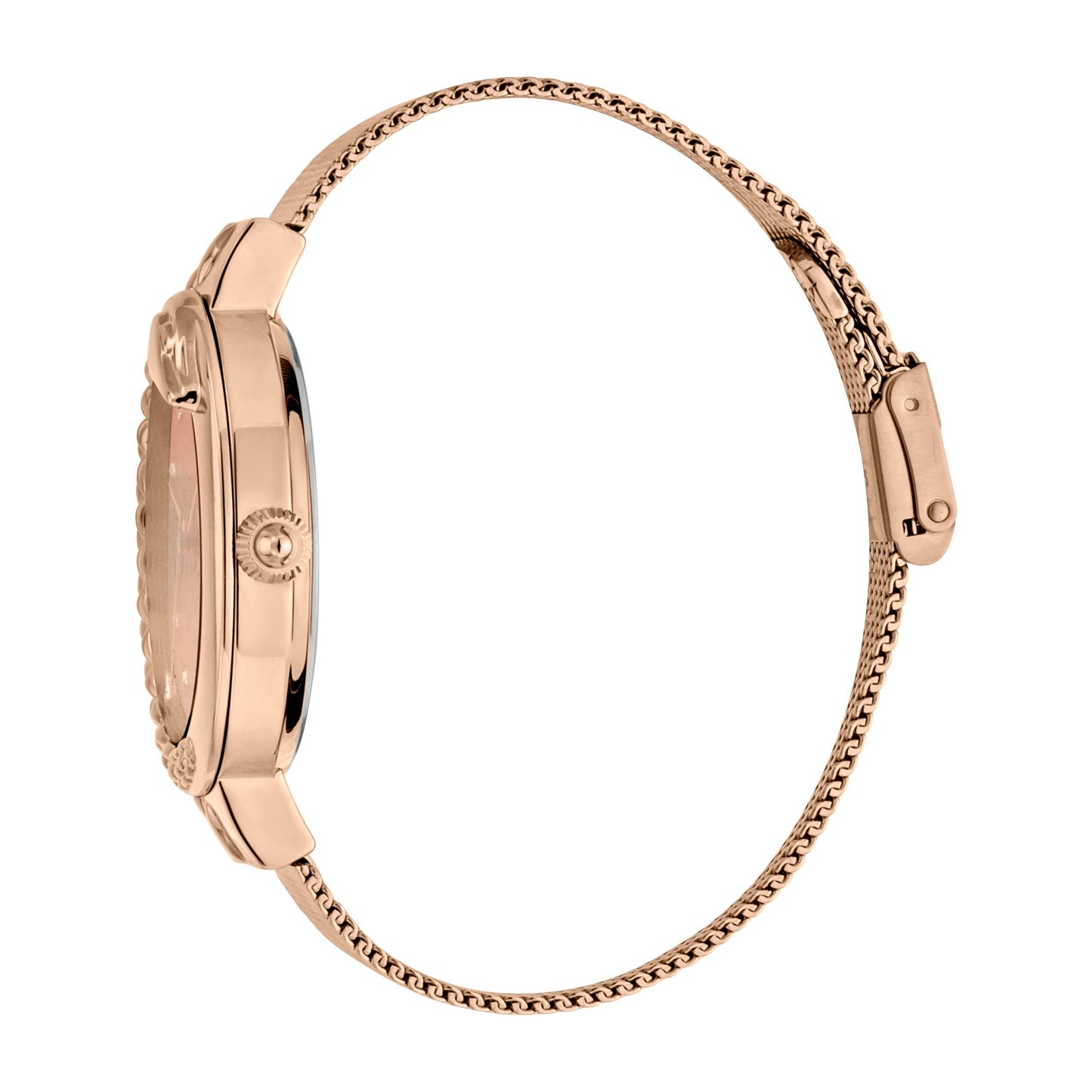 JUST CAVALLI Bold 40mm Milanese Rose Gold Zirconia Watch