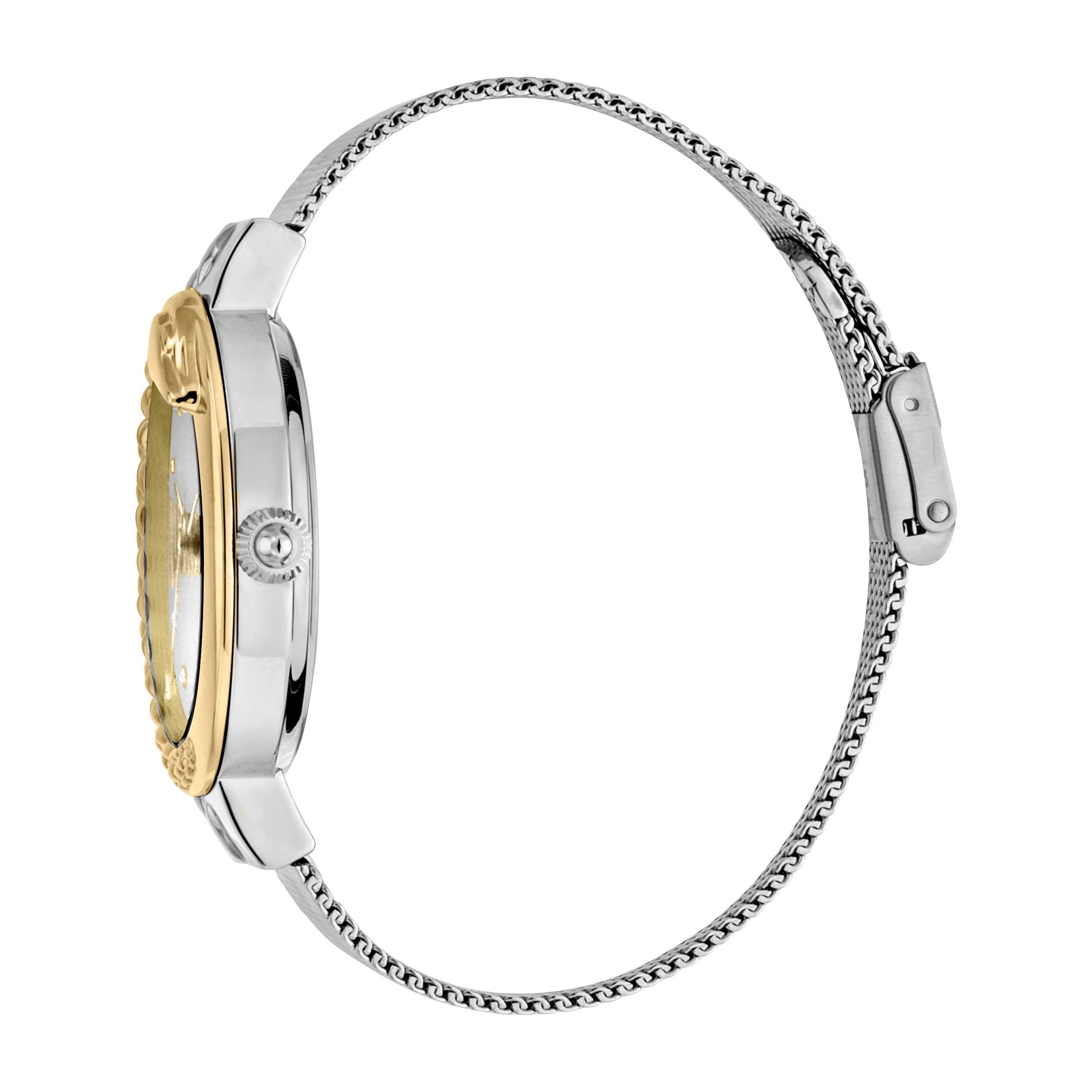 JUST CAVALLI Bold 40mm Milanese Silver/Gold Zirconia Watch