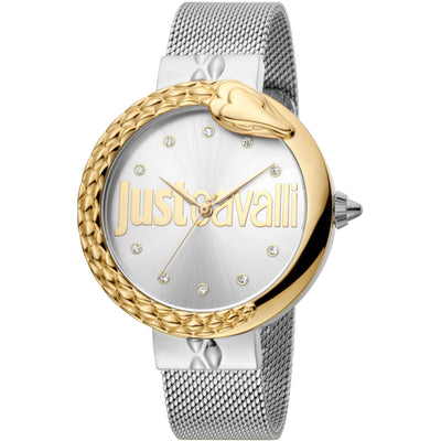 JUST CAVALLI Bold 40mm Milanese Silver/Gold Zirconia Watch